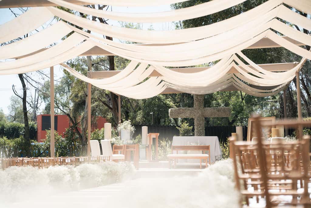 Religious ceremony altar in the garden